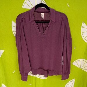 We The Free Mauve Button-Down Collared Long Sleeve Top Small